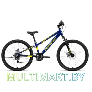 Горный велосипед Forward Rise 24 2.0 disc 2021 (синий/желтый)